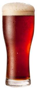 Frosty glass of red beer isolated on a white background. File contains a path to cut.